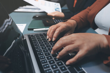Business Documents, Auditor businesswoman checking searching document legal prepare paperwork or...