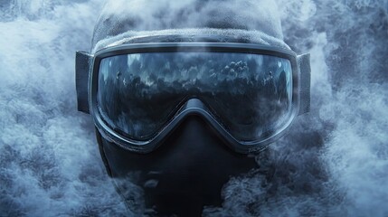 3d render Goggles in Cold Mist: Tactical Gear in Winter Conditions AI generative