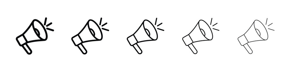 Megaphone icon logo in stroke lines collection