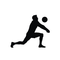 Black Silhouette Vector Athlete Deep Lunge Volleyball Save
