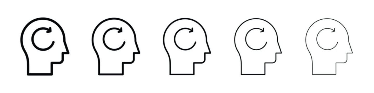 Memory recall icon logo in stroke lines collection
