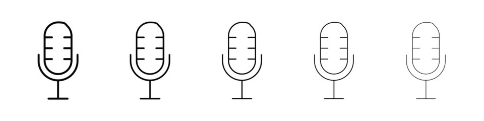 Microphone icon logo in stroke lines collection