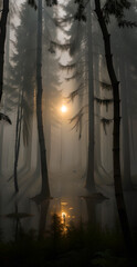 vertical background of forest dark and coarse with gloomy atmosphere
