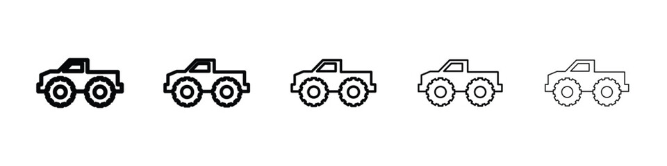Monster truck icon logo in stroke lines collection