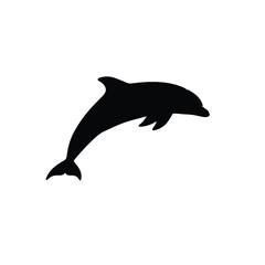 Fototapeta premium Black Dolphin Silhouette Jumping Vector Icon White Background