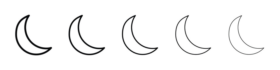 Moon icon logo in stroke lines collection