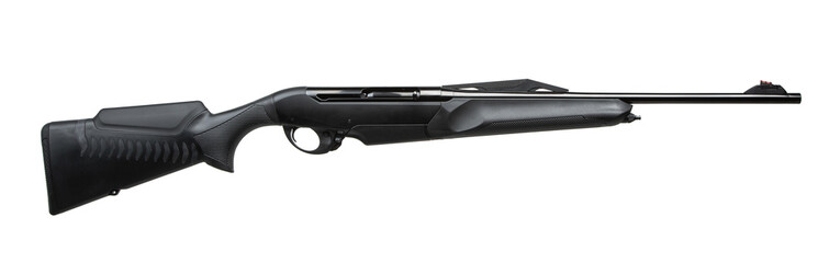 Semi-automatic hunting rifle isolated on white back