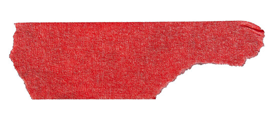 Ripped torn paper adhesive red masking tape on transparent background