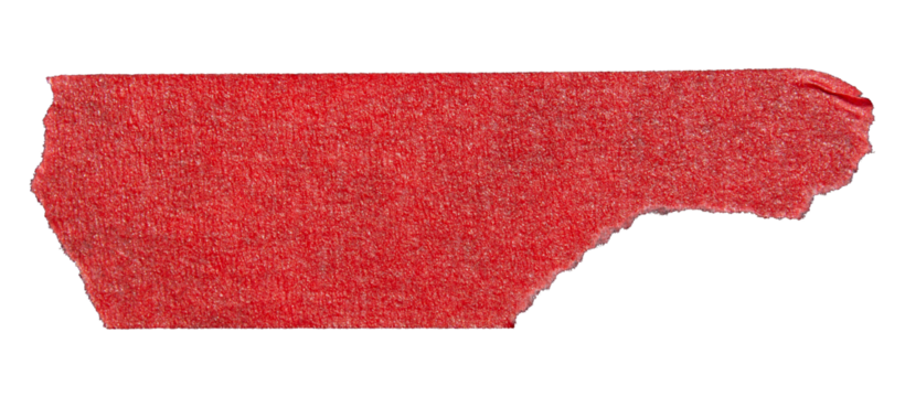 Ripped torn paper adhesive red masking tape on transparent background