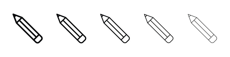 Pencil icon logo in stroke lines collection