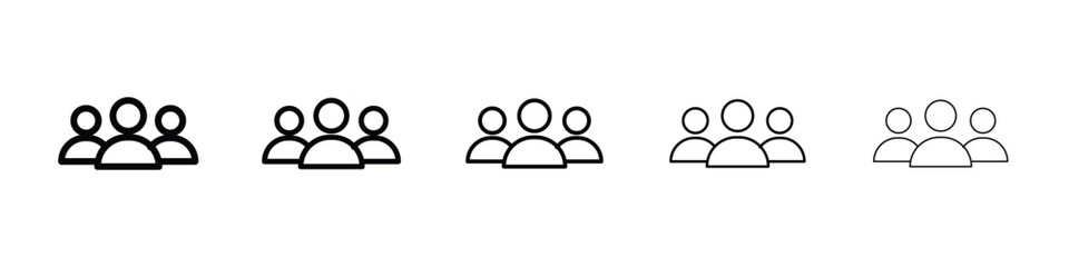 People group icon logo in stroke lines collection