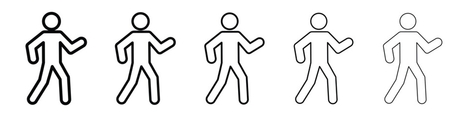 Person walking icon logo in stroke lines collection