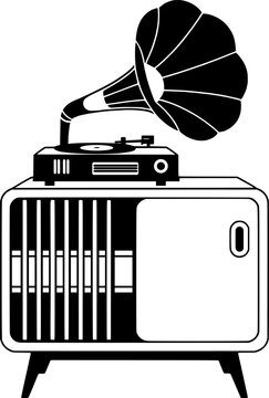 black gramophone on cabinet clip art preview