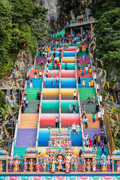 Colorful staircase leading to Batu Caves, Kuala Lumpur, Malaysia