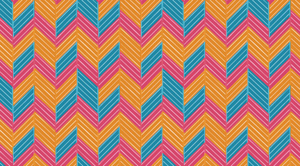  Retro Geometric Chevron Pattern with Bright Colors