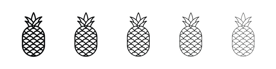 Obraz premium Pineapple icon logo in stroke lines collection