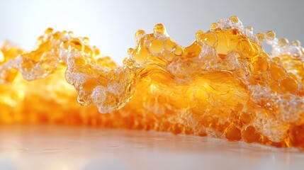 3d render Abstract Amber Liquid Wave: Dynamic Fluid Motion AI generative