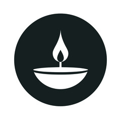 Elegant black and white diwali diya icon perfect for festival celebrations and designs