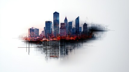 Abstract city skyline at night