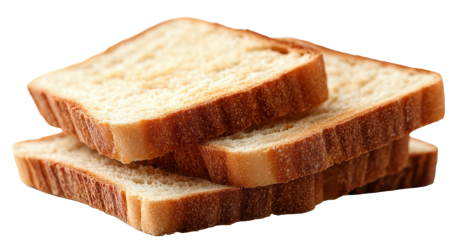 Toasted bread slices isolated on transparent background. PNG.