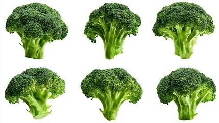 The vibrant green broccoli florets arranged creatively for culinary presentation.