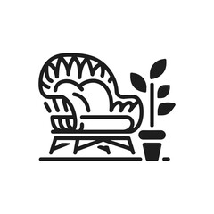 Woven Lounge Chair with Plant Icon