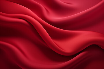 Obraz premium Abstract red fabric with soft wave texture background.