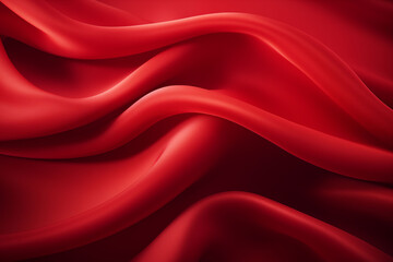 Fototapeta premium Abstract red fabric with soft wave texture background.