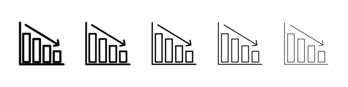 Reduction chart icon logo in stroke lines collection