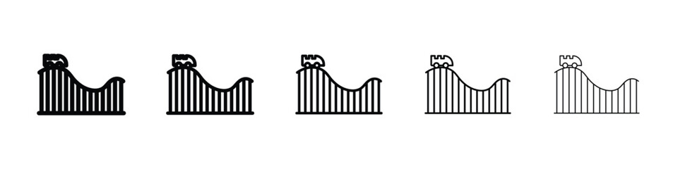 Roller coaster icon logo in stroke lines collection