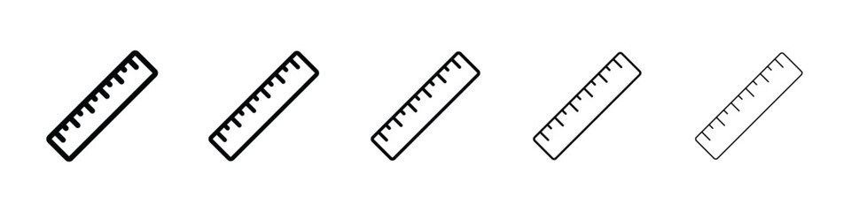 Ruler icon logo in stroke lines collection