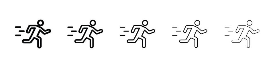Running icon logo in stroke lines collection