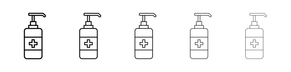 Sanitizer icon logo in stroke lines collection