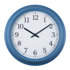 A classic blue wall clock displaying 200 PM against a white background, ideal for home decor