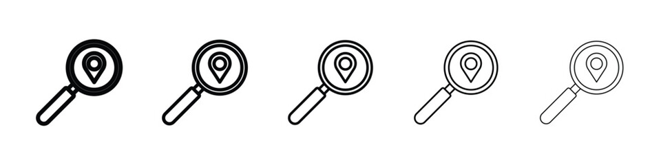 Search Location icon logo in stroke lines collection