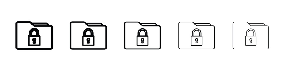 Secret folder icon logo in stroke lines collection