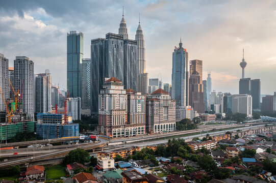 KLCC skyline with Twin Towers, Kuala Lumpur