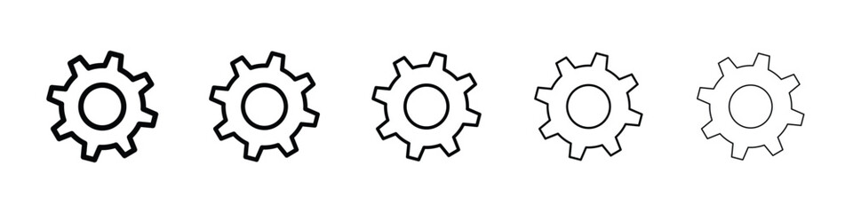Settings gear icon logo in stroke lines collection
