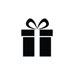Black Silhouette Gift Box Icon White Background Vector