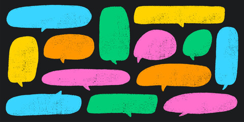 Crayon Speech Bubble Frame. Vector Chalk Talk Balloon. Colorful Dialog Chat Illustrations