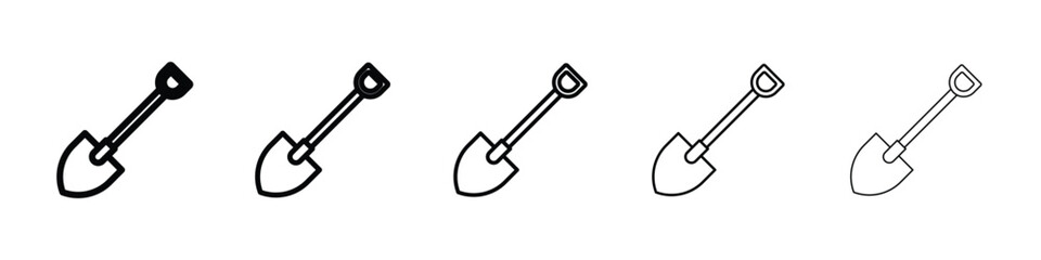 Shovel icon logo in stroke lines collection © Warpiya