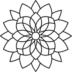 Outlined mandala artwork with fine balance and floral geometry