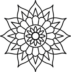 Fine line symmetrical mandala with traditional decorative style