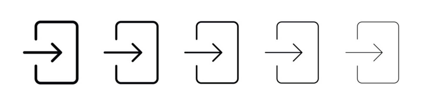 Sign out icon logo in stroke lines collection