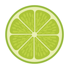Vibrant green lime fruit slice illustration, a refreshing citrus cross-section perfect for healthy drinks, cooking, and fresh food concepts