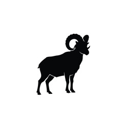 Black Silhouette Vector Mountain Goat Icon white