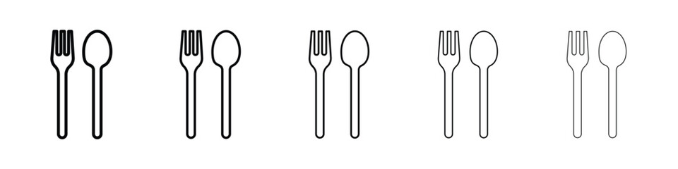 Spoon and Fork icon logo in stroke lines collection