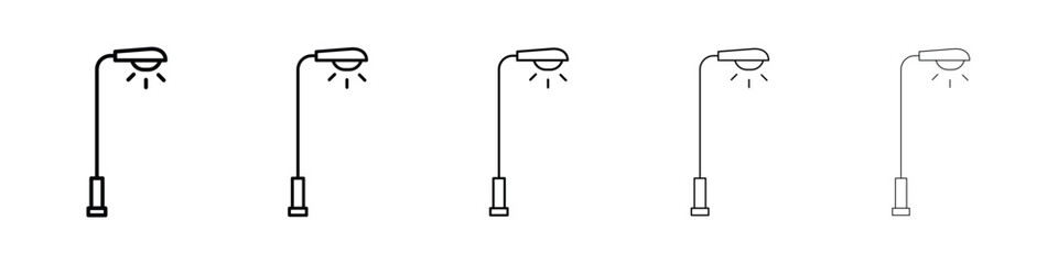 Street light icon logo in stroke lines collection