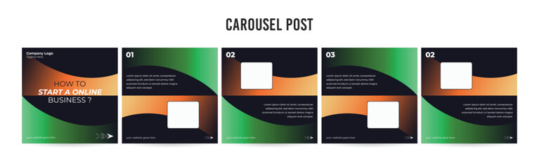 Editable Instagram Carousel Post Layout Set, Social Media Marketing microblog template design, tips & tricks linkedin post template, eps 10.	
