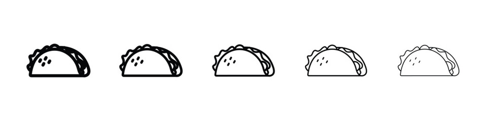 Taco icon logo in stroke lines collection